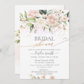 Invitation Fête des mariées Rose de crème d'aquarelle (Devant / Derrière)