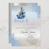 Invitation Fête des mariées Rose de disques Blue Wine (Devant / Derrière)