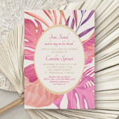 Invitation Fête des mariées rose de plage tropicale