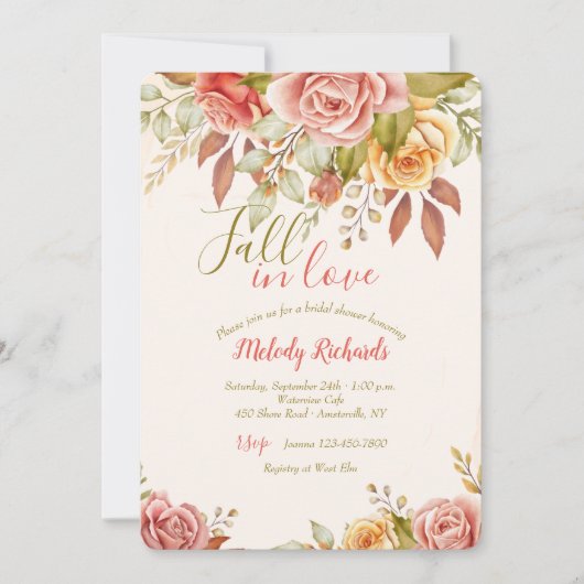 Invitation Fête des mariées Rose de thé (Devant)