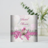 Invitation Fête des mariées rose Dentelle Blanche (Debout devant)