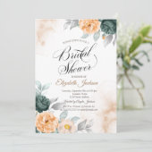 Invitation Fête des mariées Rose élégante et verte (Debout devant)