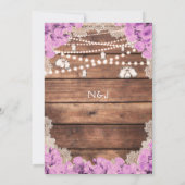 Invitation Fête des mariées Rose en dentelle de bois rustique (Dos)