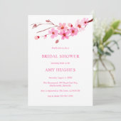 Invitation Fête des mariées rose en fleur de cerisier minimal (Debout devant)