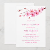 Invitation Fête des mariées rose en fleur de cerisier minimal (Devant / Derrière)
