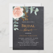 Invitation Fête des mariées rose en or vert damier gris (Devant)