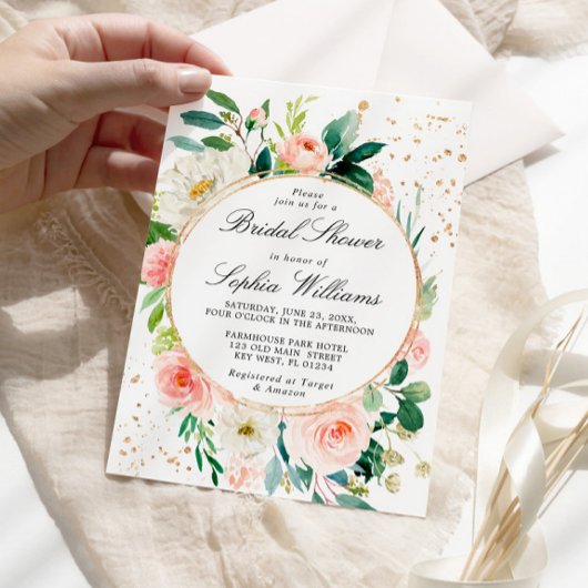 Invitation Fête des mariées rose et blanc