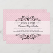 Invitation Fête des mariées Rose Et Noir (Devant / Derrière)