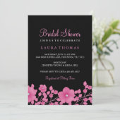 Invitation Fête des mariées rose et noir diamant (Debout devant)