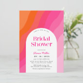 Invitation Fête des mariées rose et orange moderne (Debout devant)