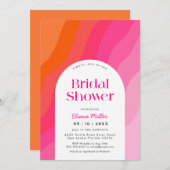 Invitation Fête des mariées rose et orange moderne (Devant / Derrière)