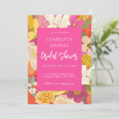Invitation Fête des mariées rose fleurie du jardin (Debout devant)