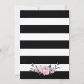 Invitation Fête des mariées rose Floral Gold Black Stripes (Dos)
