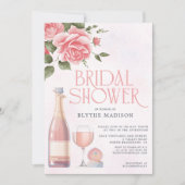 Invitation Fête des mariées Rosé Floral Vin (huile disponible (Devant)