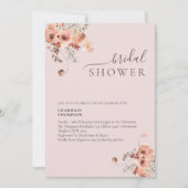Invitation Fête des mariées rose florale (Devant)