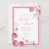 Invitation Fête des mariées rose florale élégante (Devant)