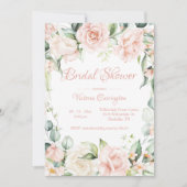 Invitation Fête des mariées rose florale élégante (Devant)