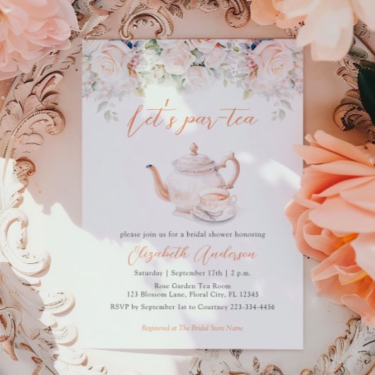 Invitation Fête des mariées rose Garden Tea Party