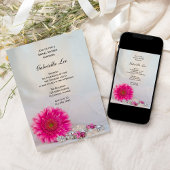 Invitation Fête des mariées rose Gerber Daisy et boutons
