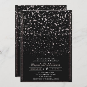 Invitation Fête des mariées rose Gold & Black Confetti Splatt