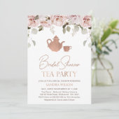 Invitation Fête des mariées rose Gold Boho Floral Tea Party (Debout devant)