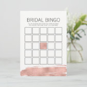 Invitation Fête des mariées rose Gold Brushstroke Bingo Jeu (Debout devant)
