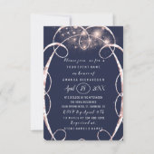 Invitation Fête des mariées Rose Gold Confetti Blue Navy (Devant)