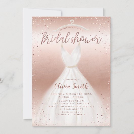 Invitation Fête des mariées rose Gold Elegant mariage (Devant)