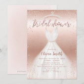 Invitation Fête des mariées rose Gold Elegant mariage (Devant / Derrière)