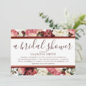 Invitation Fête des mariées rose Gold et Fleurs Bourgogne (Debout devant)