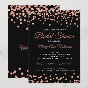 Invitation Fête des mariées Rose Gold Faux Parties scintillan