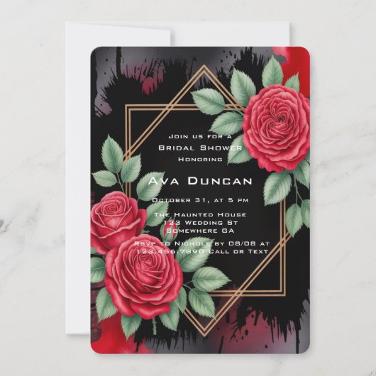 Invitation Fête des mariées Rose gothique (Devant)