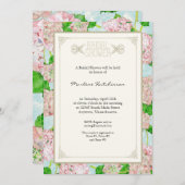 Invitation Fête des mariées Rose Hydrangea dentelle Floral Fo (Devant / Derrière)