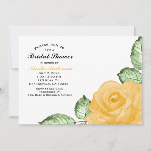 Invitation Fête des mariées Rose Jaune Élégante Fête Invitati (Devant)