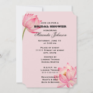Invitation Fête des mariées rose Lotus
