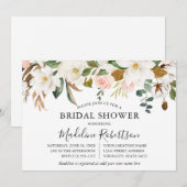 Invitation Fête des mariées Rose Magnolias (Devant / Derrière)