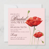 Invitation Fête des mariées Rose minimale d'amour rouge (Devant)