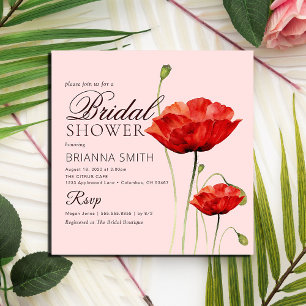 Invitation Fête des mariées Rose minimale d'amour rouge