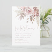 Invitation Fête des mariées Rose moderne Boho Dusty (Debout devant)