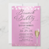 Invitation Fête des mariées rose moderne Brunch & Bubbly (Devant)