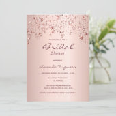 Invitation Fête des mariées rose or cuivre gouttes étoiles (Debout devant)