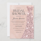 Invitation Fête des mariées rose or et rose pâle (Devant)