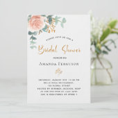 Invitation Fête des mariées rose or eucalyptus verdure luxe (Debout devant)