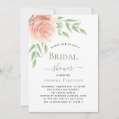 Invitation Fête des mariées rose or fleurie  élégante (Devant)