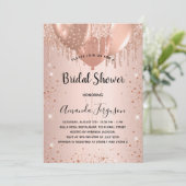 Invitation Fête des mariées rose or parties scintillant ballo (Debout devant)