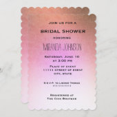 Invitation Fête des mariées rose or rose (Devant / Derrière)