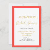 Invitation Fête des mariées rose orange or simple (Devant)