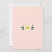 Invitation Fête des mariées rose pâle au citron principal (Dos)