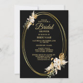 Invitation Fête des mariées rose pâle Floral or noir (Devant)