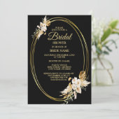 Invitation Fête des mariées rose pâle Floral or noir (Debout devant)